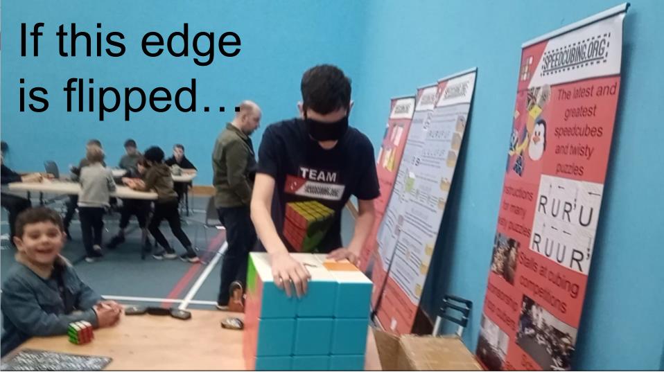 Charlie Harrison almost solves the giant 35CM cube blindfolded!