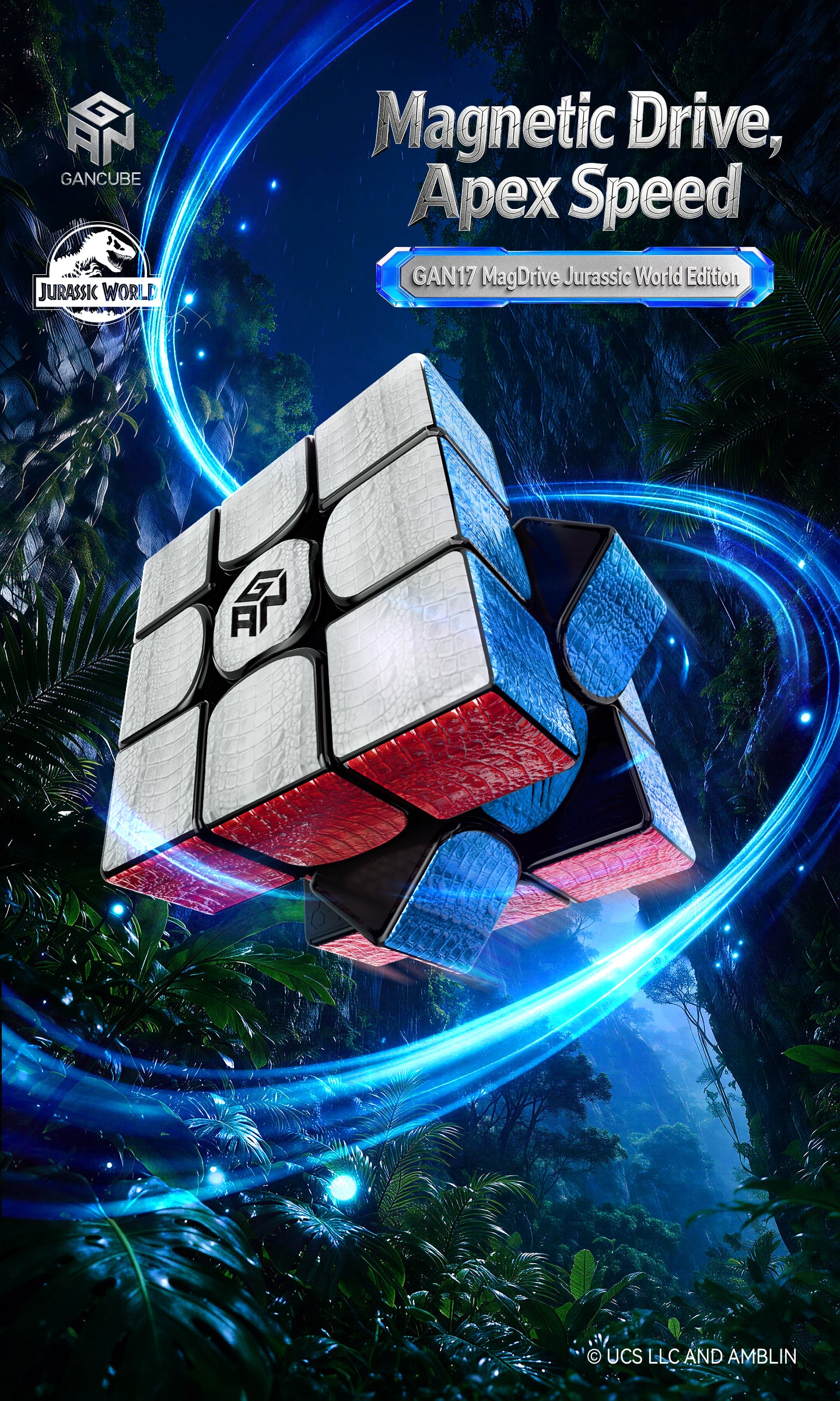 GAN 17 MagDrive 3x3 (Magnetic, MagLev, Ball-Core) - Jurassic World Edition