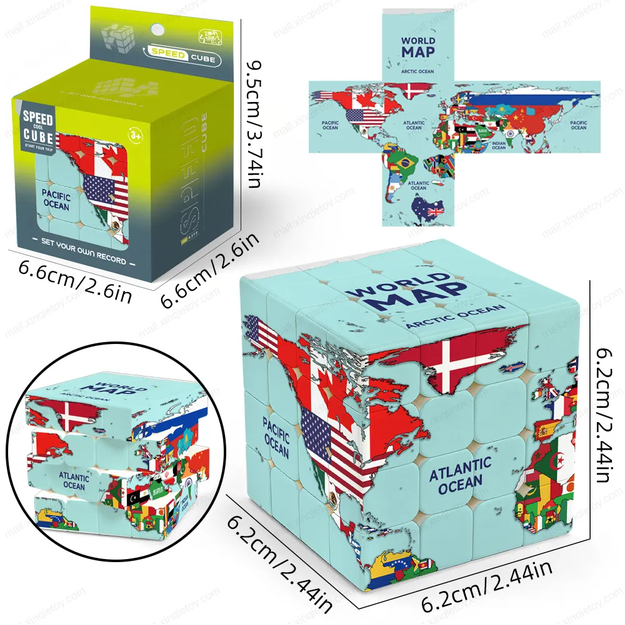 Ziina Star Flag World Map 4x4